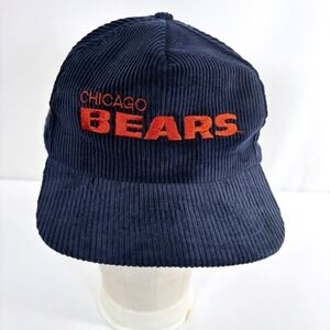 NFL Chicago Bears Hat Navy Blue Corduroy Vintage Snapback Embroidered Cap